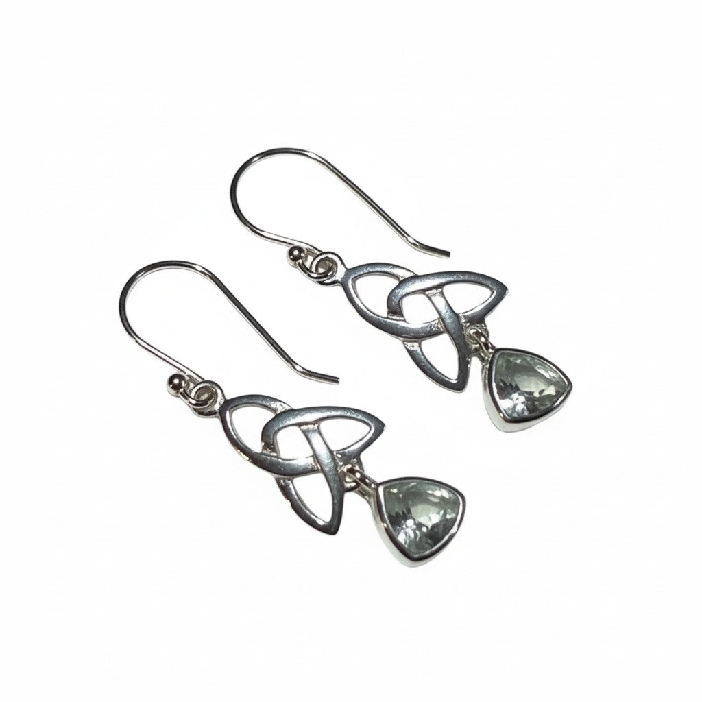 Blue Topaz & Triquetta Earrings in Silver