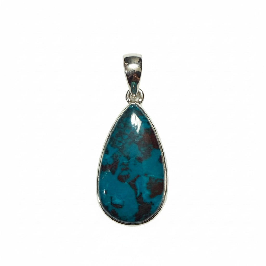 Shattuckite Teardrop Pendant in Silver