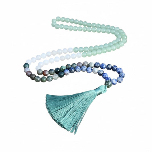 Bohemian Style Chrysocolla  Aventurine Sodalite Mala