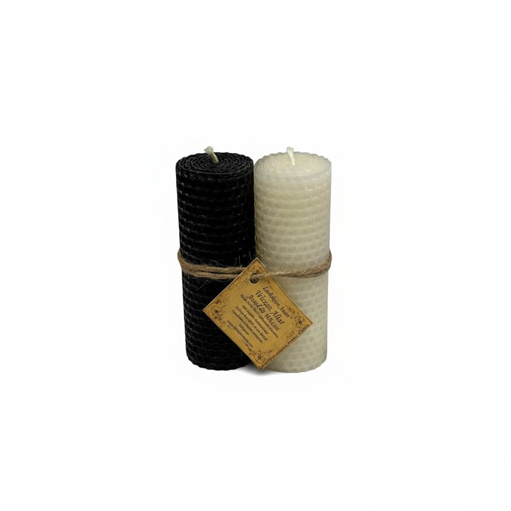 White Black Bees Wax Wiccan Candle Set