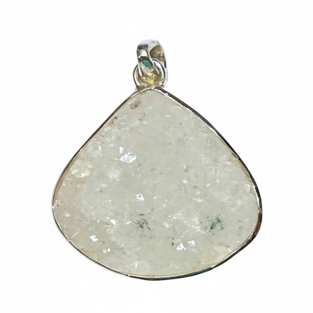 Apophyllite Cluster Teardrop Pendant in Silver