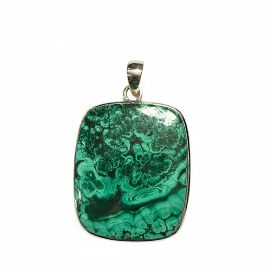 Malachite Square Pendant in Silver