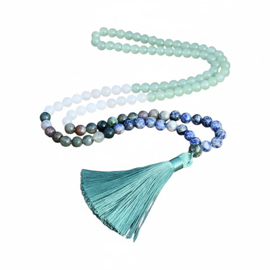Bohemian Style Chrysocolla  Aventurine Sodalite Mala