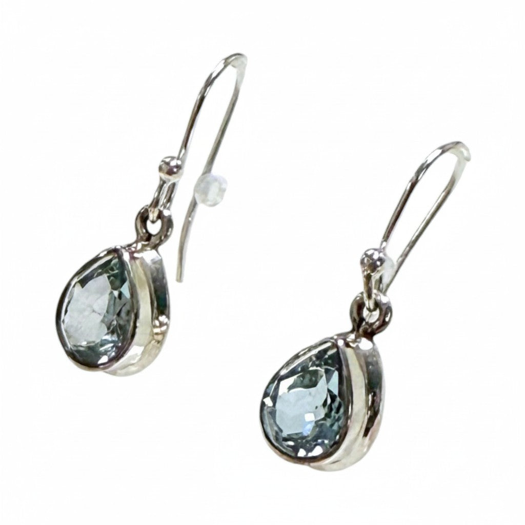 Blue Topaz Faceted Oval Silver Earrings