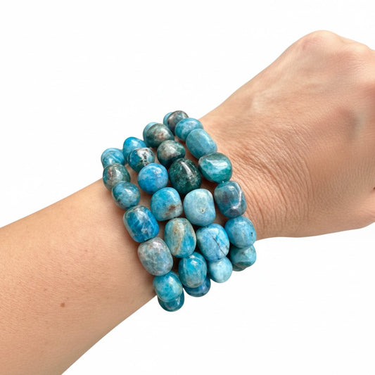 Blue Apatite Tumble Bead Bracelet