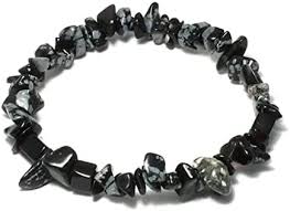 Snowflake Obsidian Crystal Chip bracelets