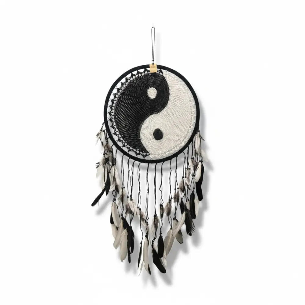 Dream Catcher Yin Yang Black White Large 100cm Dreamcatchers