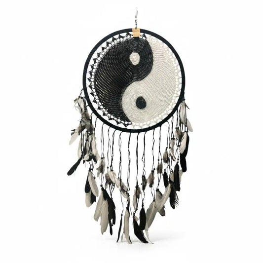Dream Catcher Yin Yang Black White Large 100cm Dreamcatchers