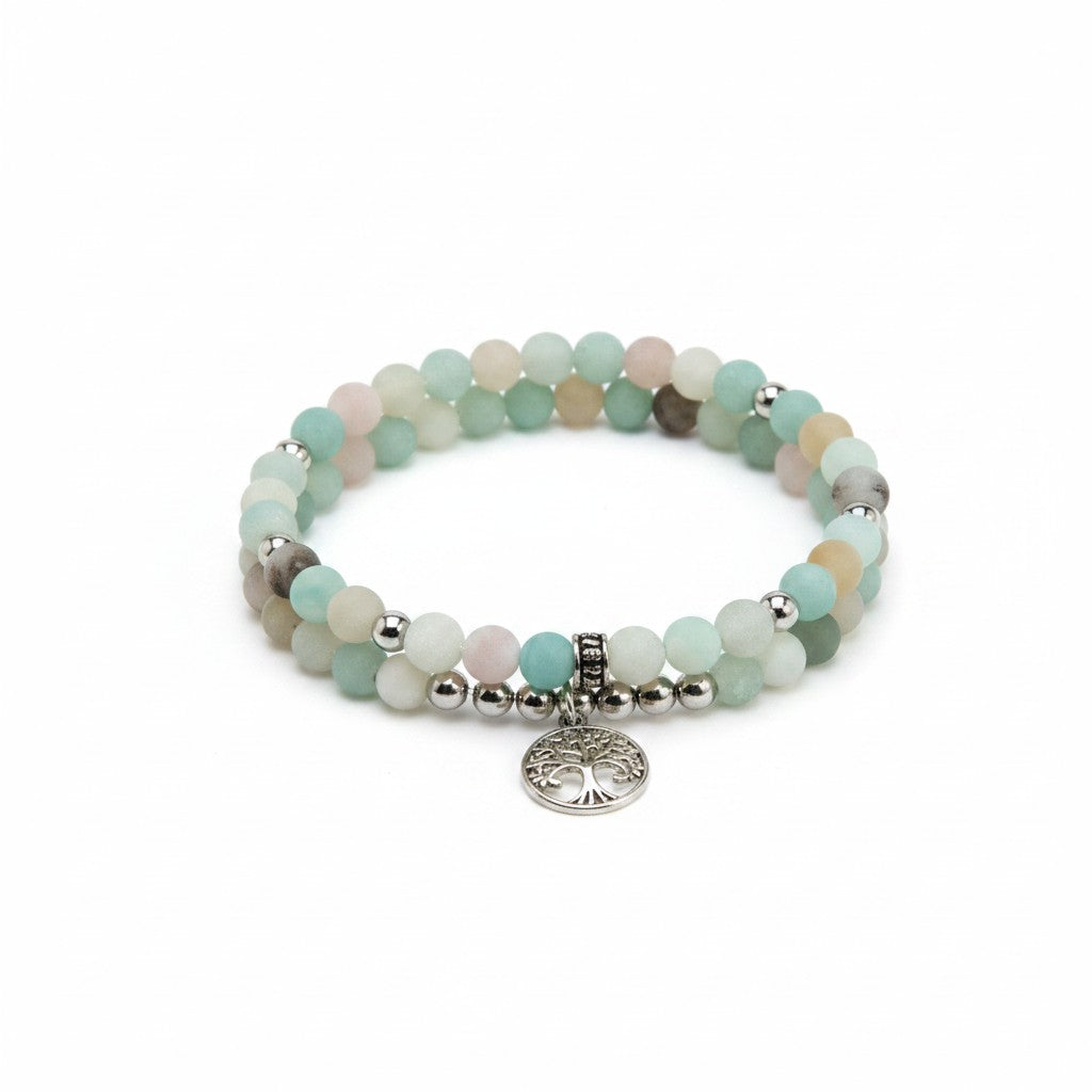 Duo Bracelet Set – Amazonite Matte Rhodium