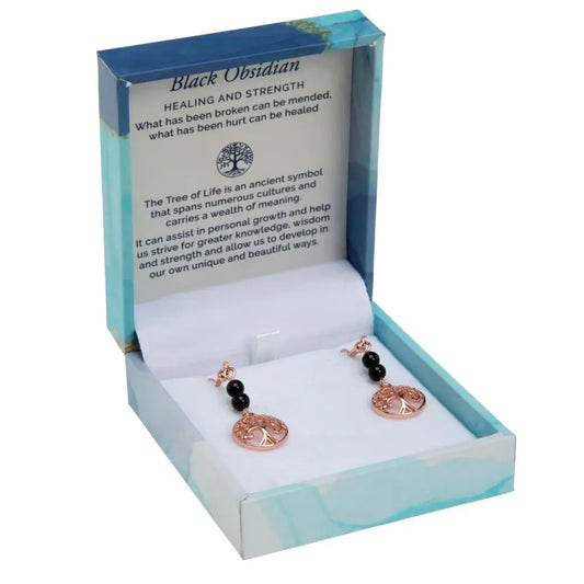 Duo Earrings- Black Obsidian Rose Gold Earrings