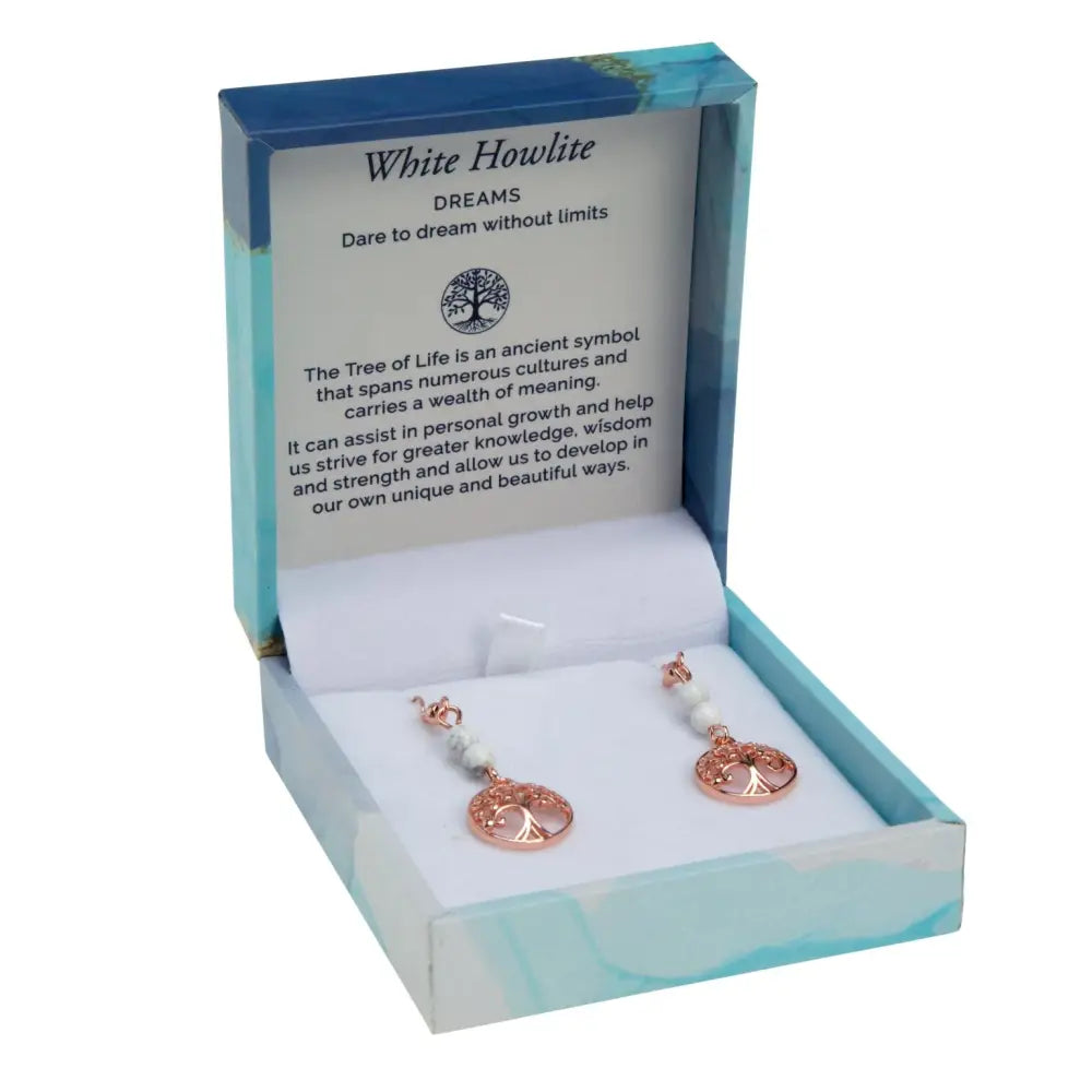 Duo Earrings- White Howlite Rose Gold Earrings