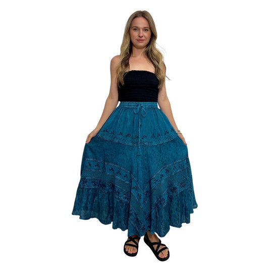Luna Stonewash Bohemian Skirt