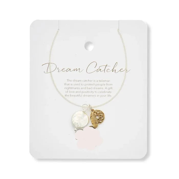 Dreamcatcher and Pearl Amulet Necklace - Goddess Amulet Collection