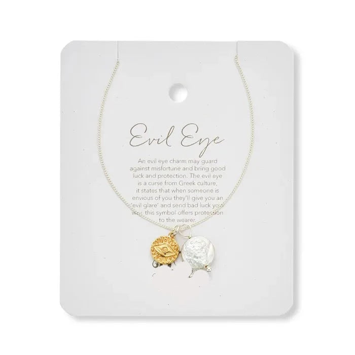 Evil Eye and Pearl Amulet Necklace - Goddess Amulet Collection