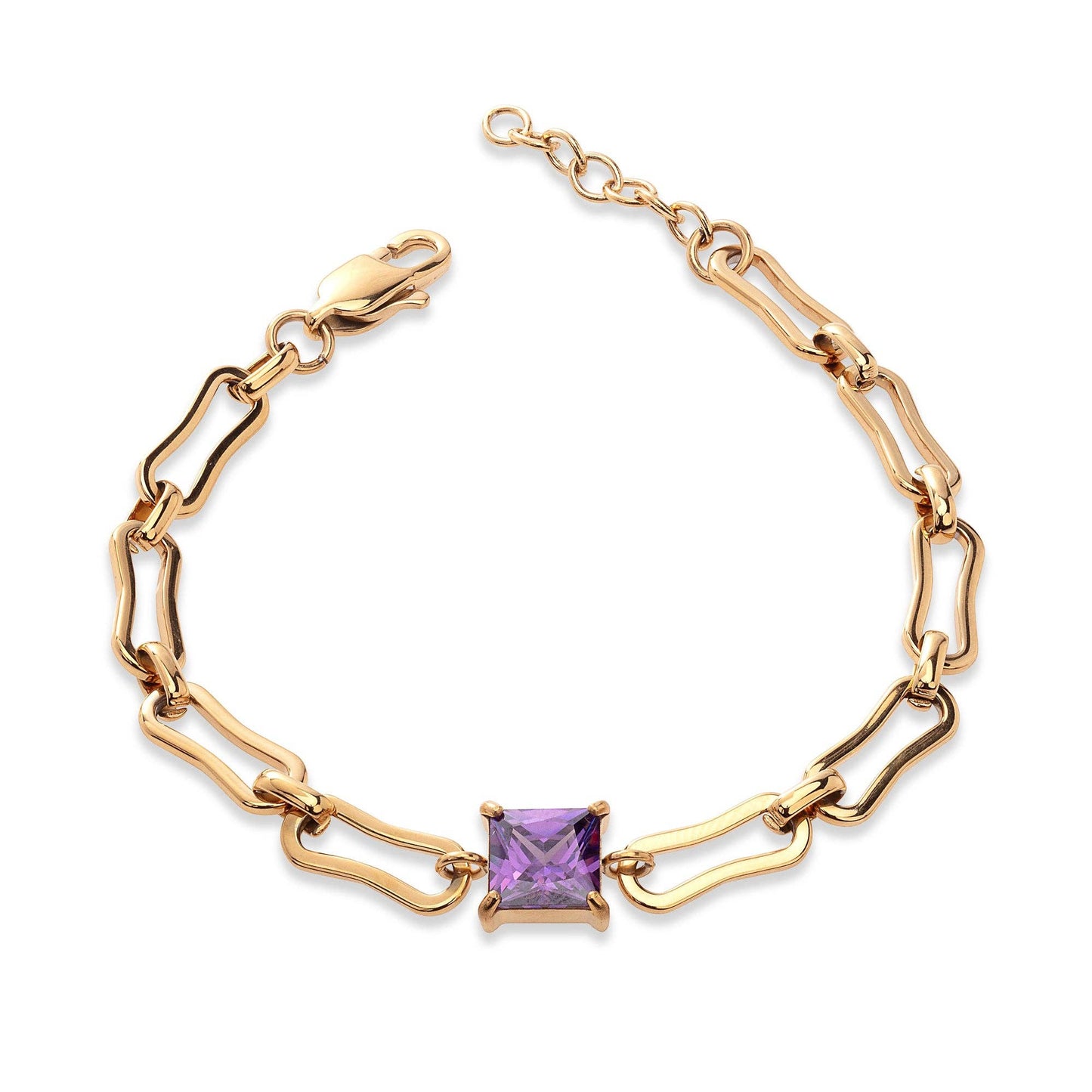 Vogue Link Bracelet - Gold with Tanzanite
