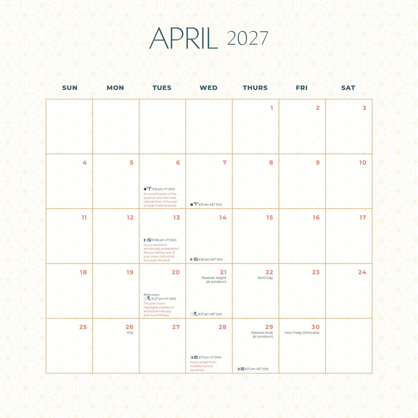 2027 Moon Wall Calendar