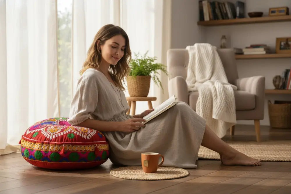 Floral Floor Cushions - Meditation Home Decor