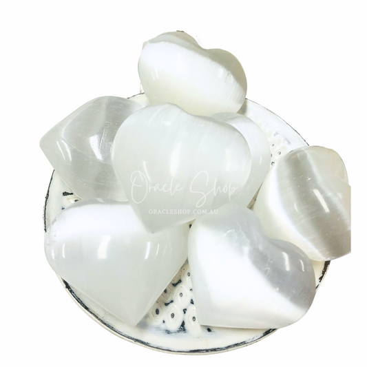 Selenite Crystal Heart Palm Stone - 11cm