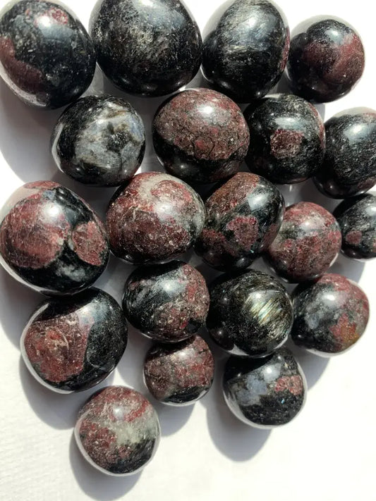 Garnet Tumbled Crystals ~ Passion & Goal Achievement Garnet Arfvedsonite (sphere) Crystal tumble