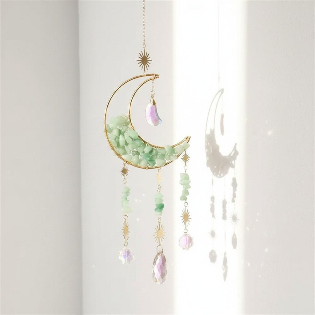 Green Aventurine Half Moon Prism Suncatcher