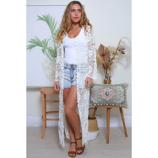 Rhiannon Festival Knit  - White Long