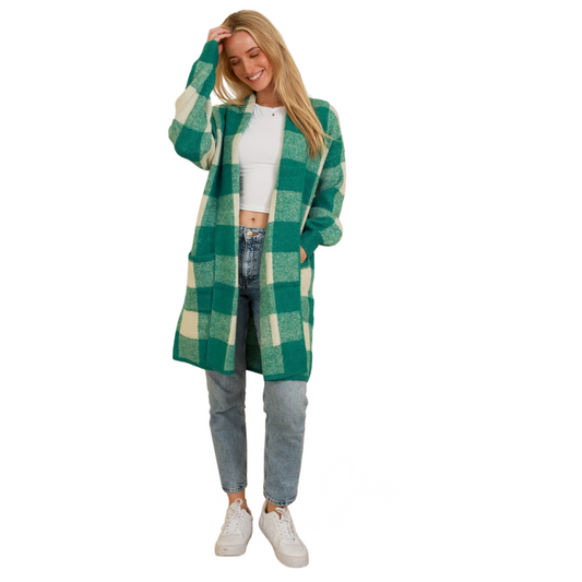 Emerald Check Knitwear Cardigan