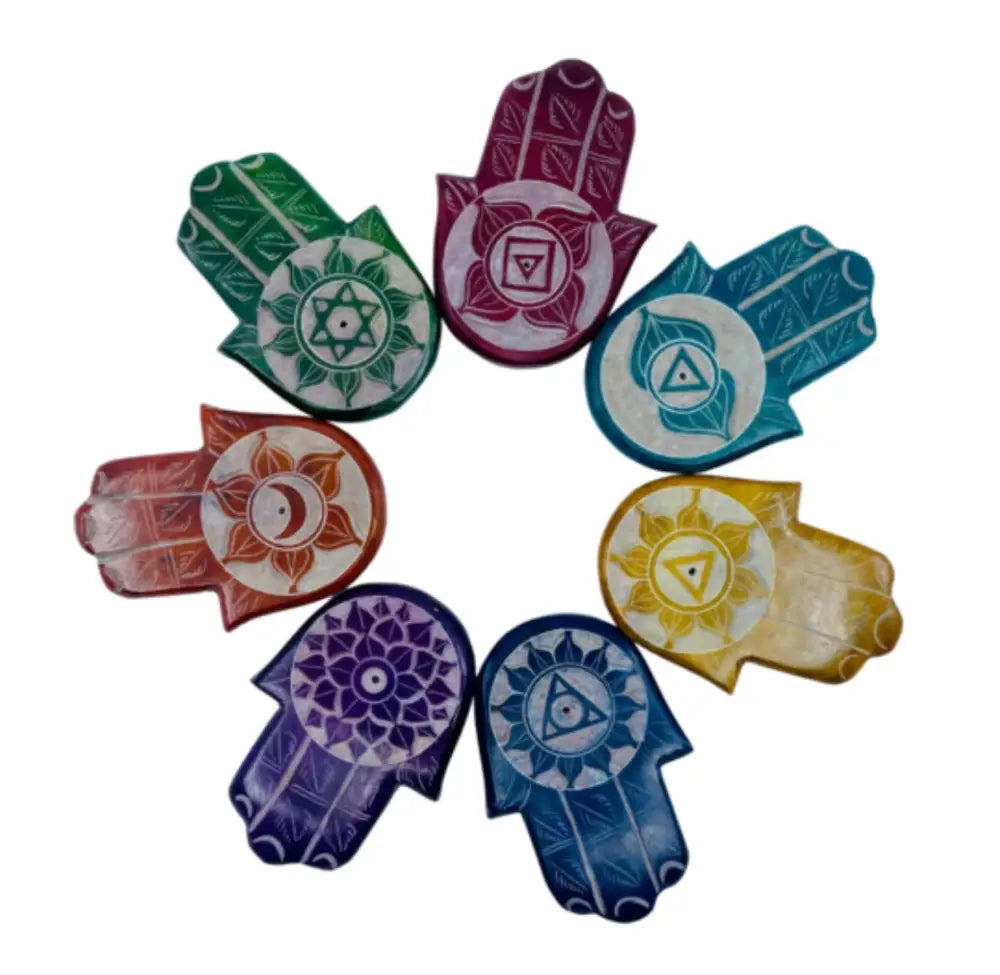 Hamsa Hand SoapStone Incense Holder 7 Chakra Incense Holder