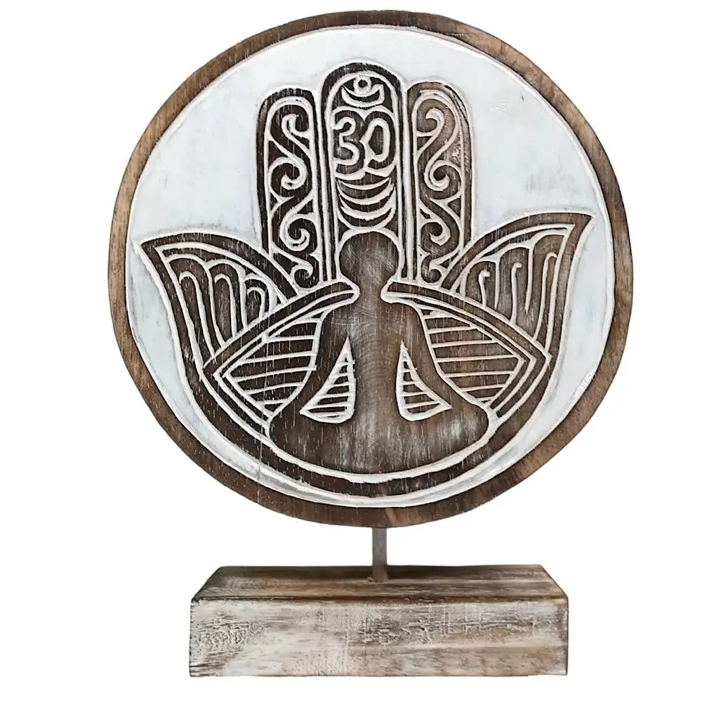Hamsa Yogi Wood Boho on Stand Decor furniture