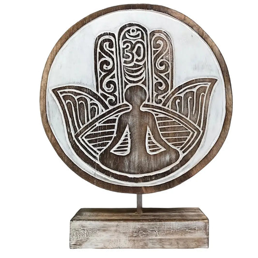 Hamsa Yogi Wood Boho on Stand Decor furniture