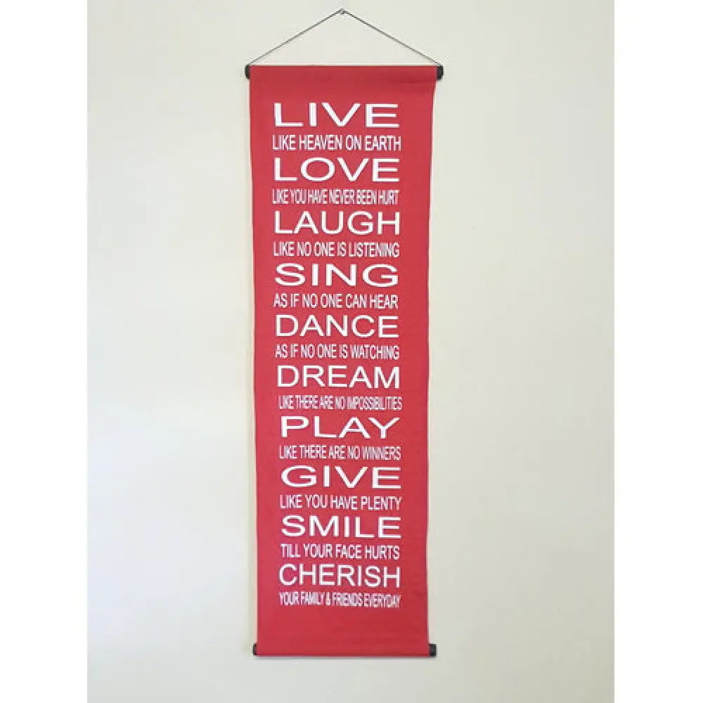Hanging Wall Banner LIVE LOVE LAUGH Red WALL ART