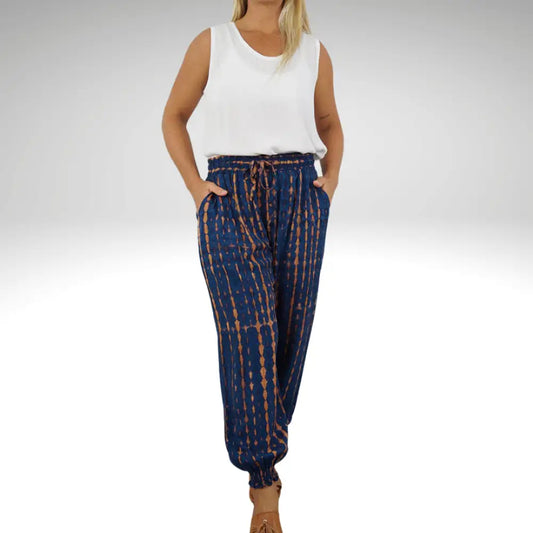 Harem Pant Gypsy Crackle Tie Dye Navy harem pant