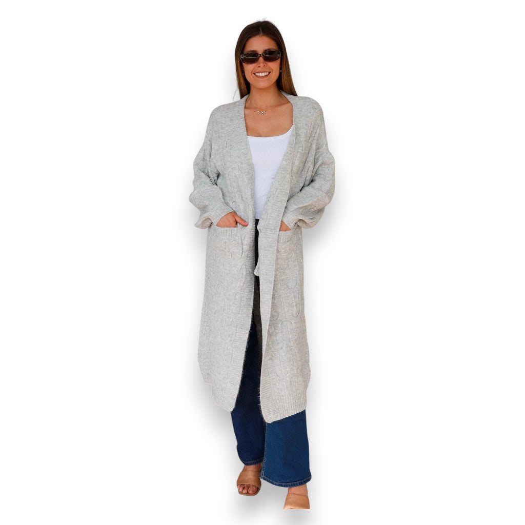 Divine Comfort Supersoft Cardi Long Knit Grey