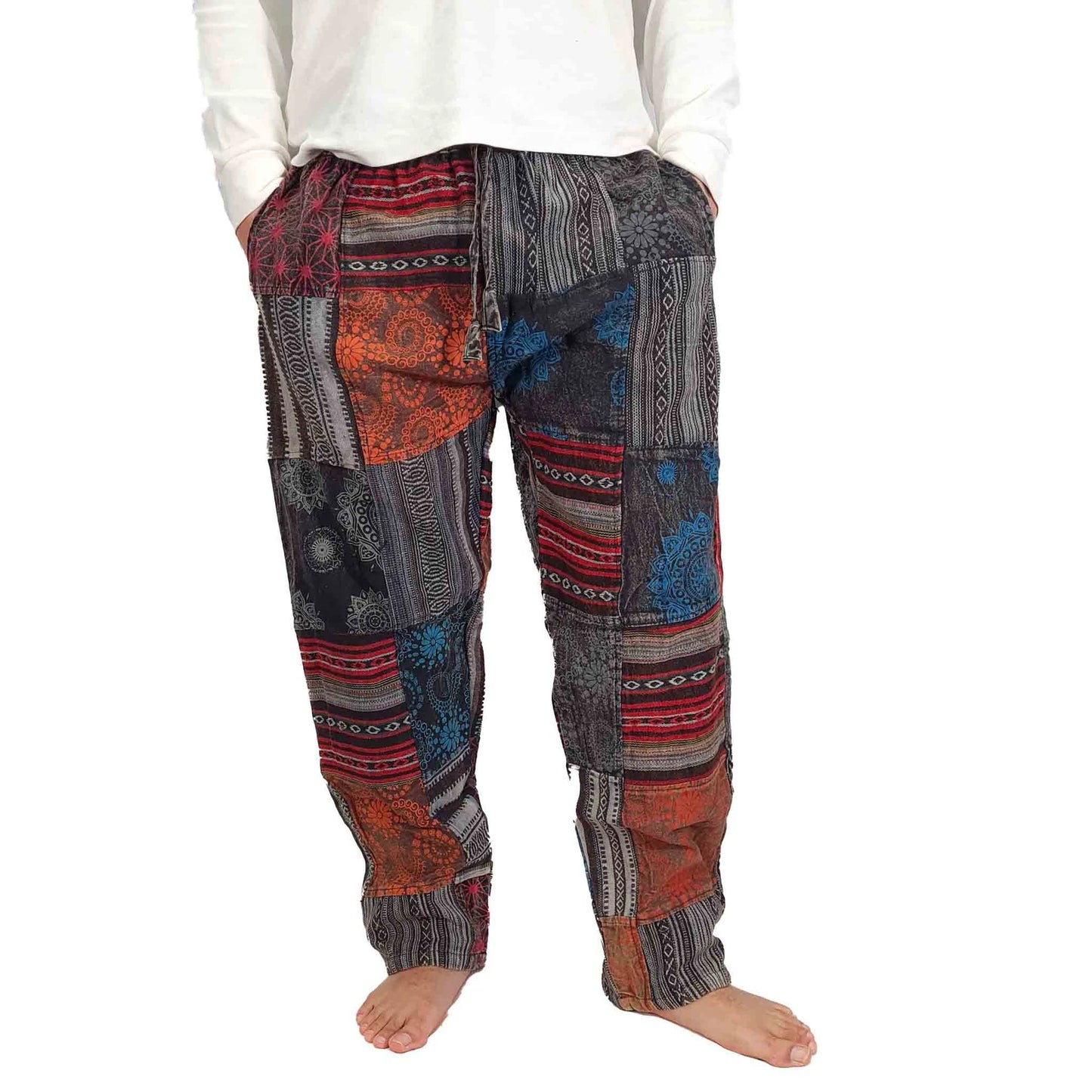 STONEWASHED PATCHWORK PANTS