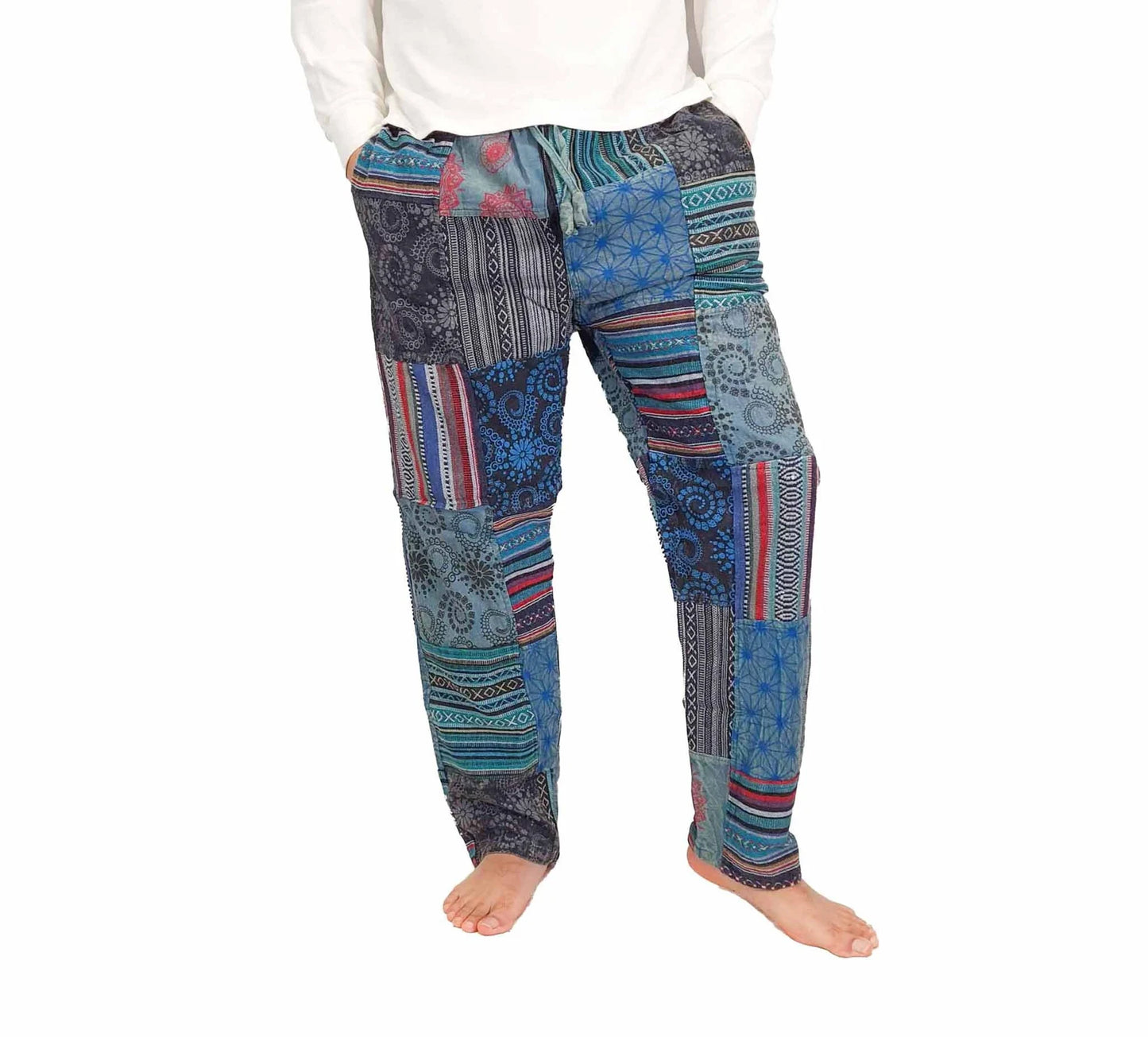 STONEWASHED PATCHWORK PANTS