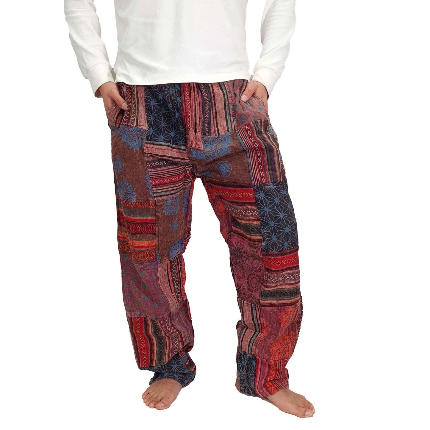 STONEWASHED PATCHWORK PANTS