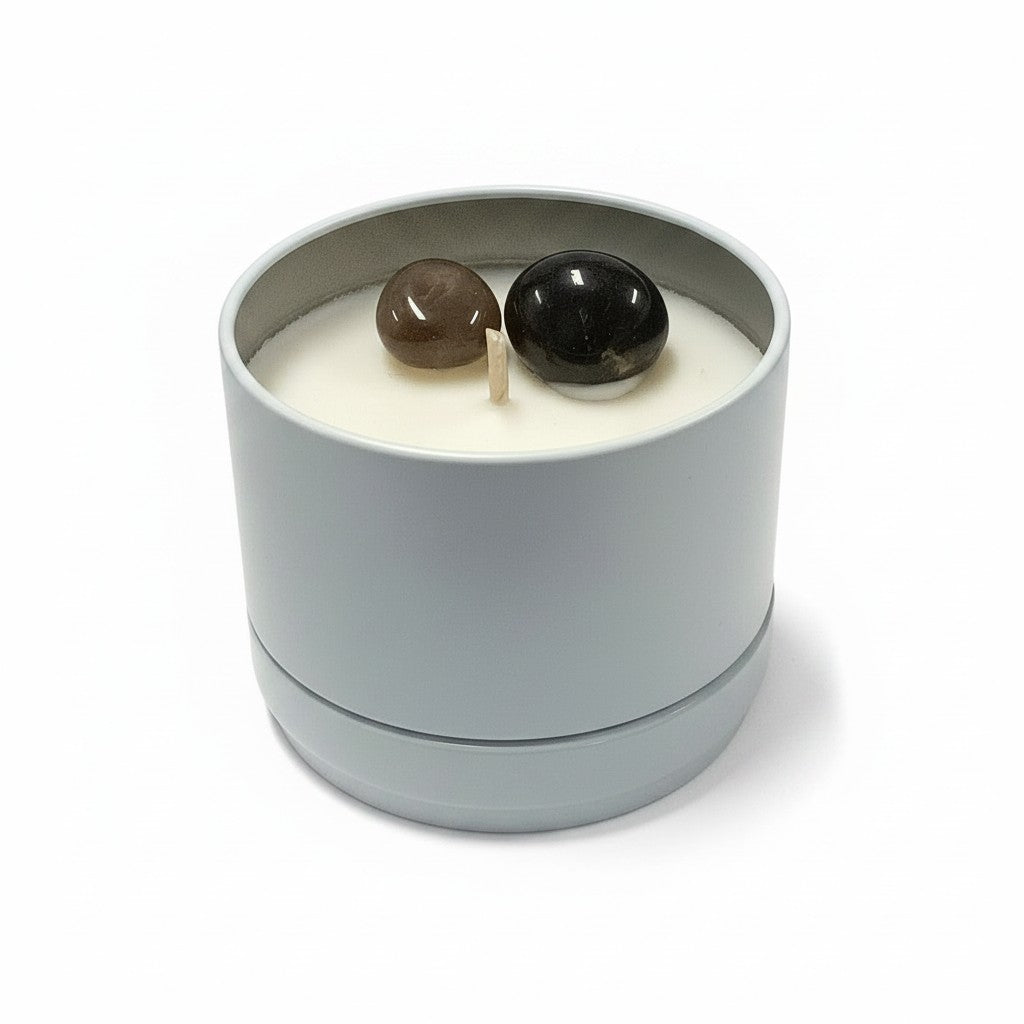 GROUNDED Intention Boxed Soy Candle Tin: Smokey Quartz / Cedar & Sandalwood (Copy)