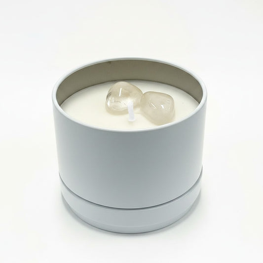 CLEANSE Intention Soy Candle Tin:- Clear Quartz / Wild Lemongrass