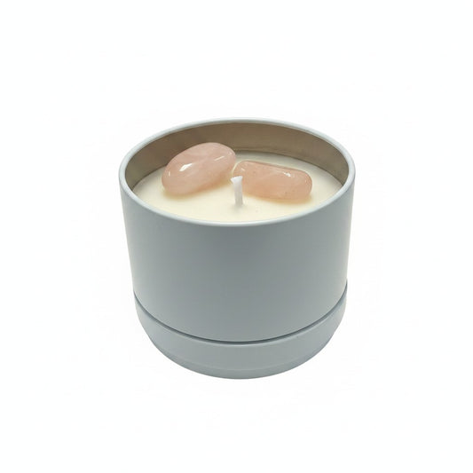 LOVE Intention Soy Candle Tin :- Rose Quartz / Japanese Honeysuckle