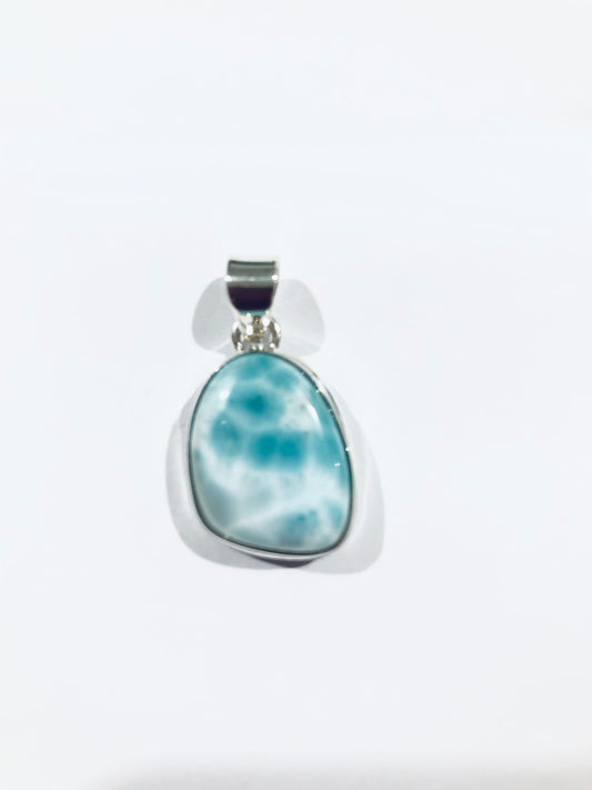 Larimar Teardrop Mayan Pendant in 925 Silver