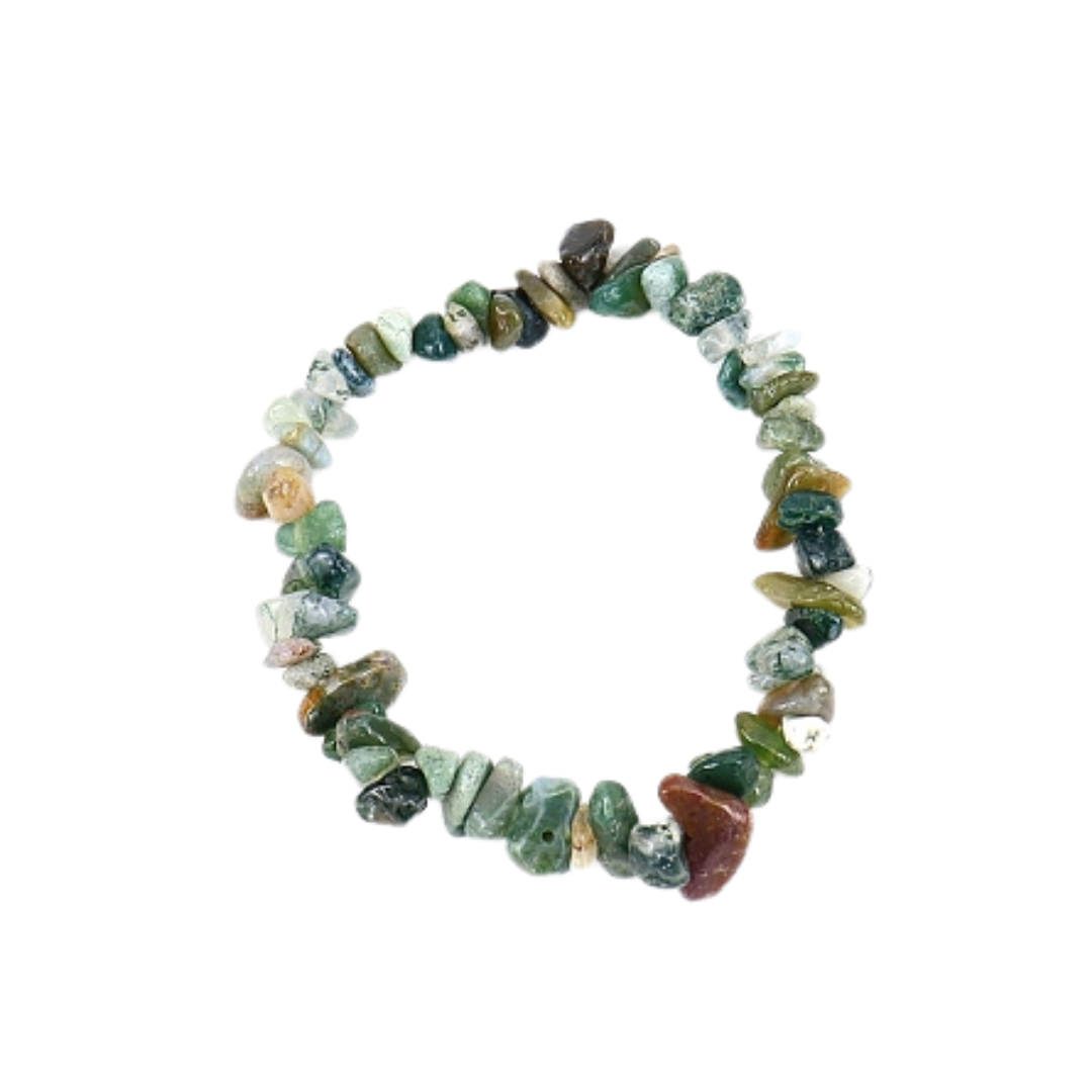 Moss Agate Crystal Chip Bracelet