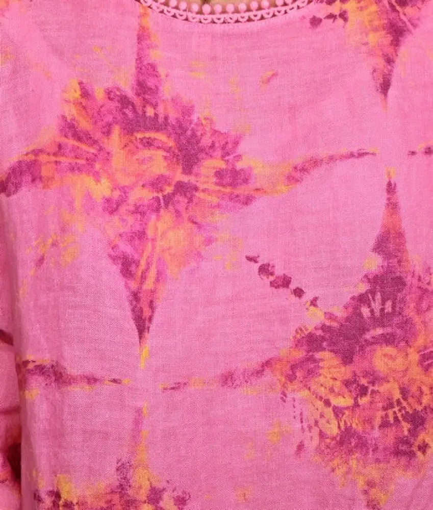 Italian Linen - BUBBLEGUM TIE DYE ZOE MAXI DRESS Italian Dress