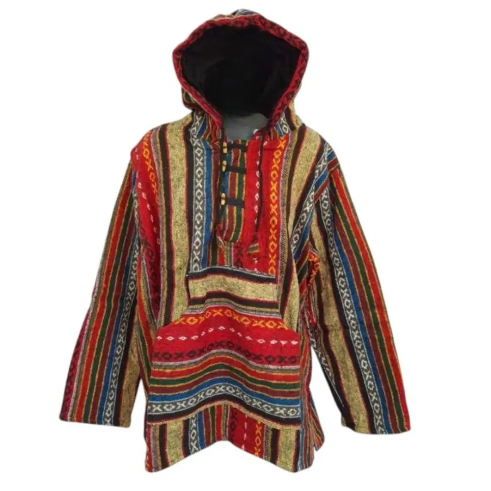 Jacket Fleece Lined Soft Brushed Cotton Hooded Jacket - Warm Nepalese Diamond Pattern Hoodie Hippy Jacket Hoody Zip