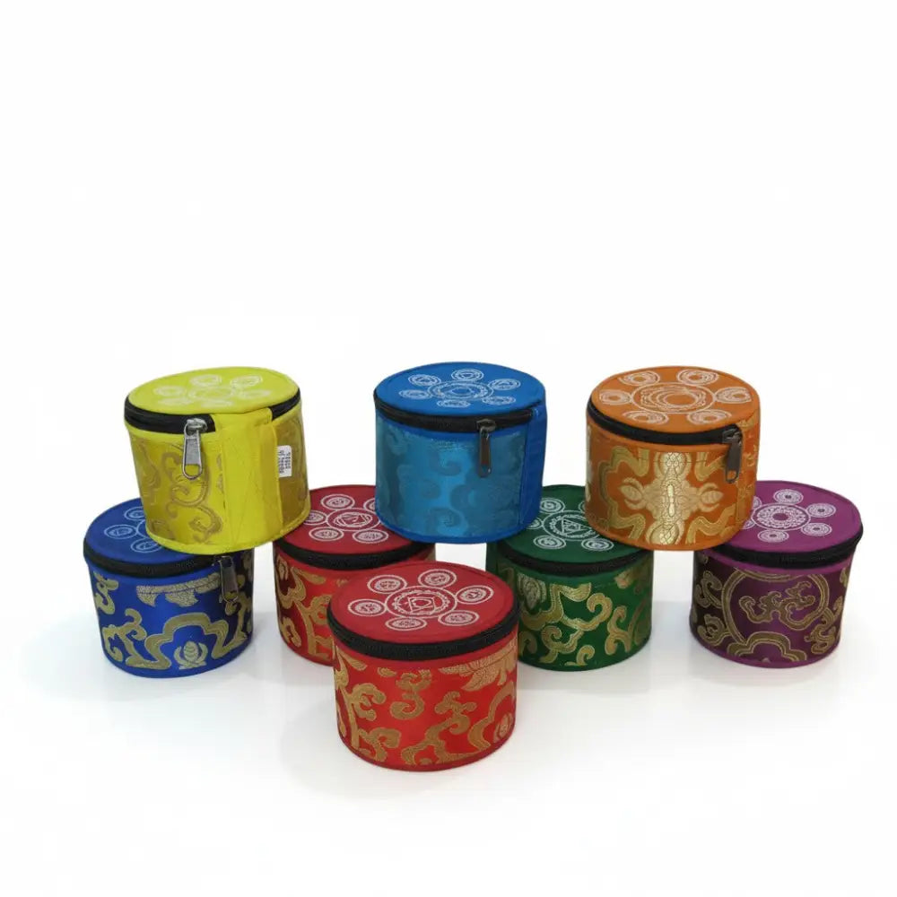 Kundalini Chakra Singing Bowls With Zipped Pouch - Tibetan Singing bowl