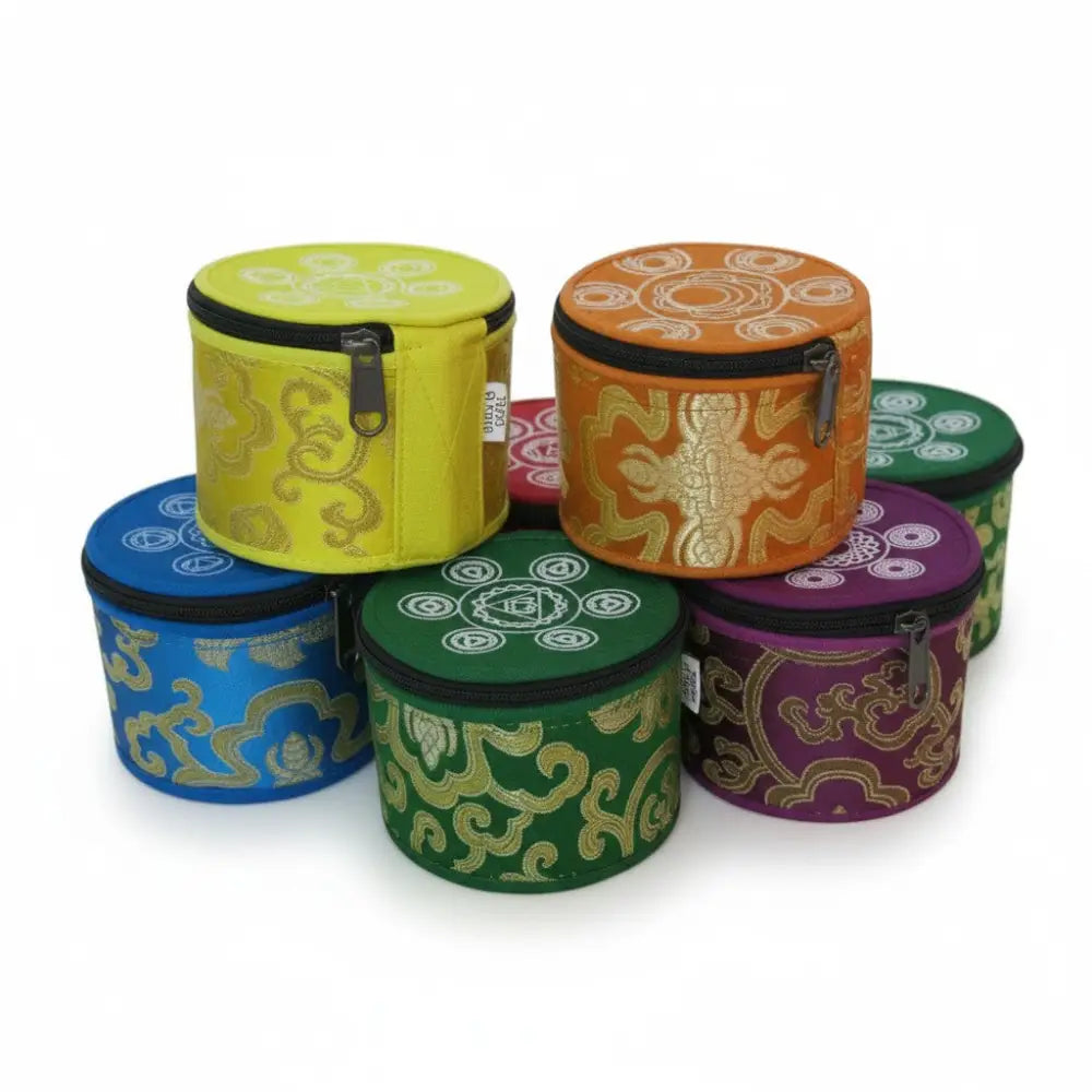 Kundalini Chakra Singing Bowls With Zipped Pouch - Tibetan Singing bowl