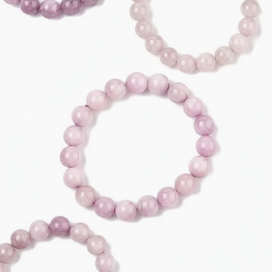 Kunzite Bead Crystal Bracelet