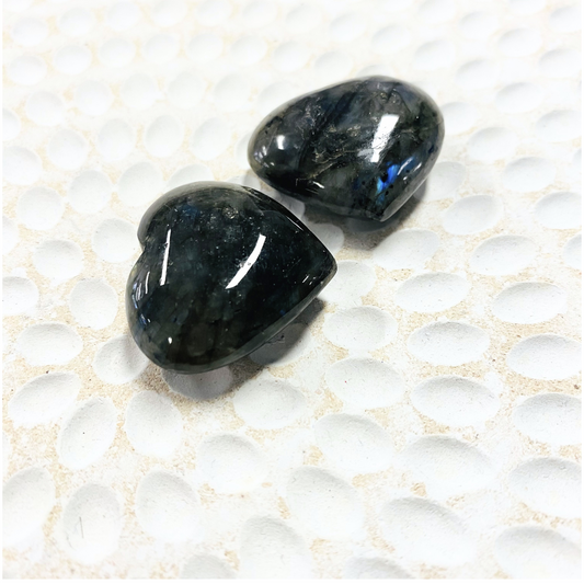 Labradorite Puffy Hearts ~ Good Vibes/Positivity