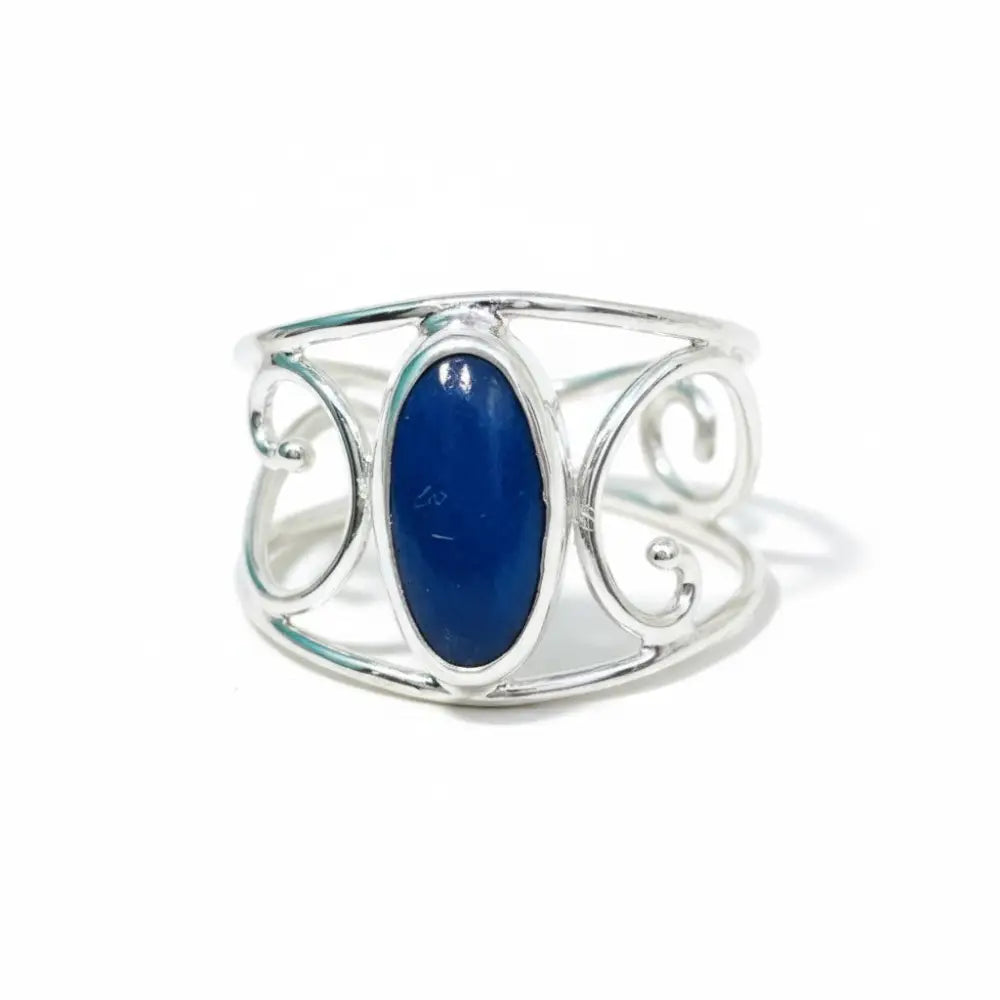 Lapis Lazuli Oval Silver Fancy Ring Rings