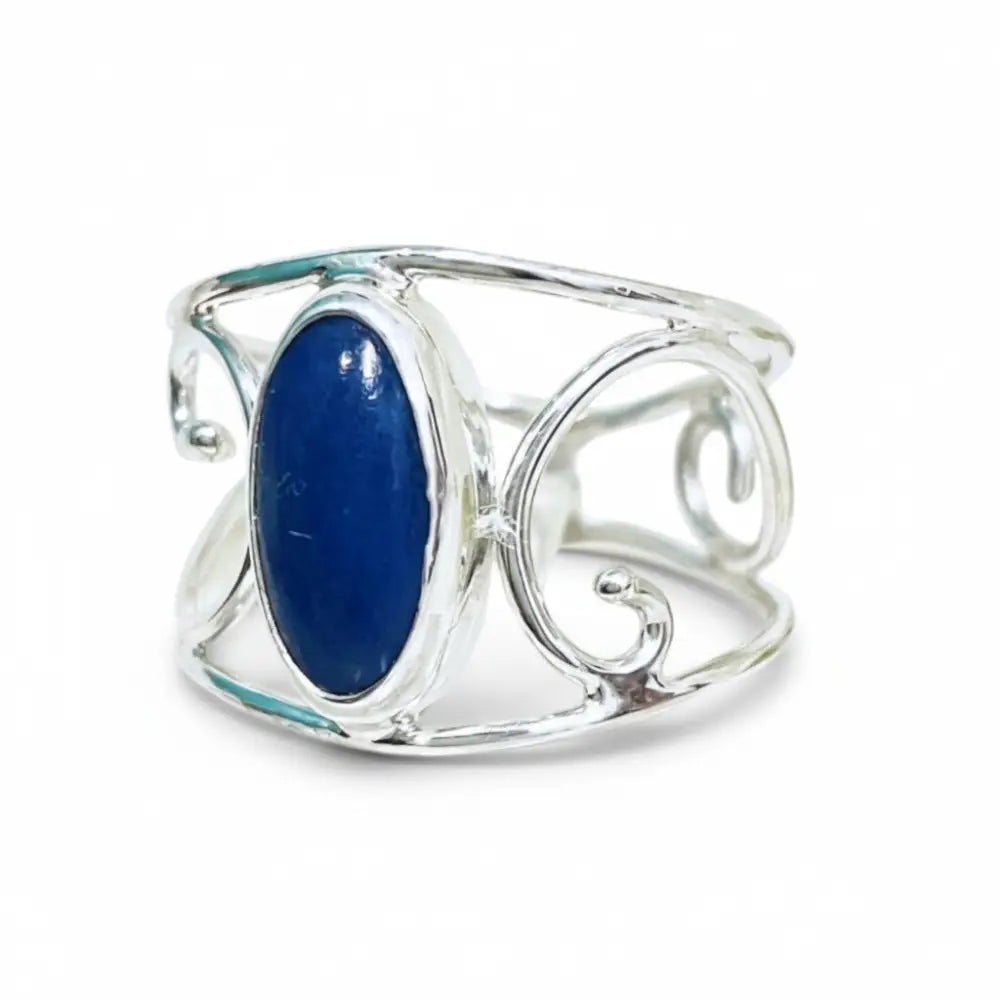 Lapis Lazuli Oval Silver Fancy Ring Rings