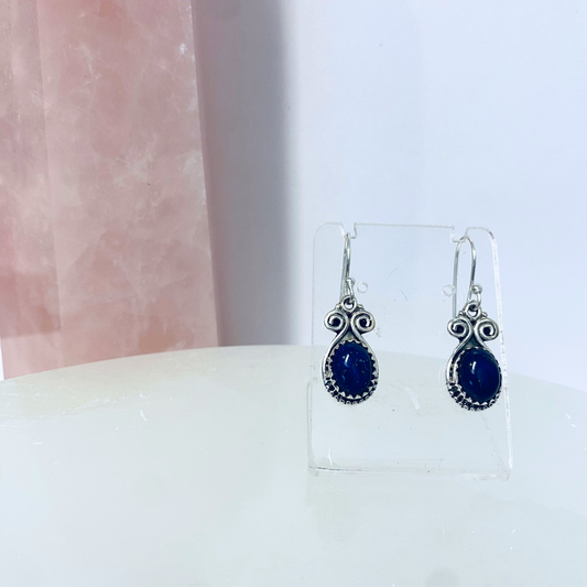 Lapis Lazuli Oval Silver Earrings