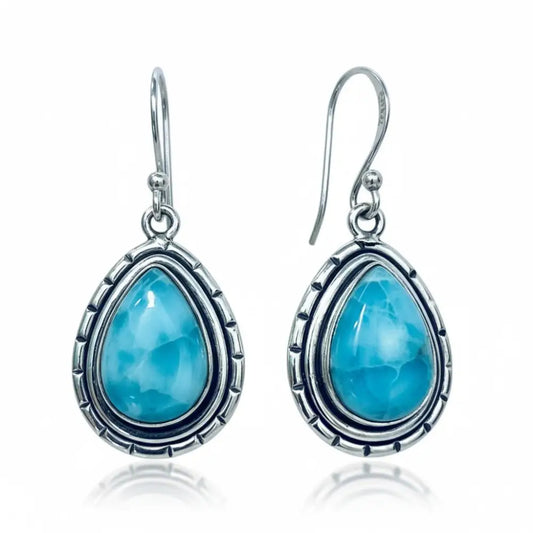 Larimar Teardrop Silver Earrings Earrings